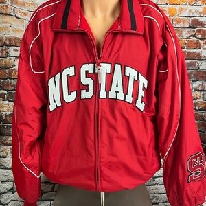 NC State Wolfpack Embroidered Red Fleece Lined Zip Majestic Jacket L
